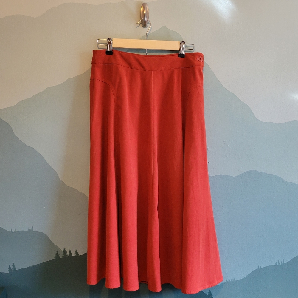 Christopher and Banks Rust Orange Midi Skirt